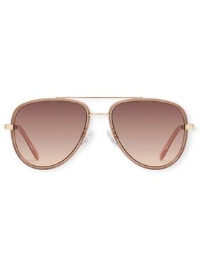 QUAY All In Aviator Sunglasses Doe Frame Brown Fawn Gradient Lens NWT